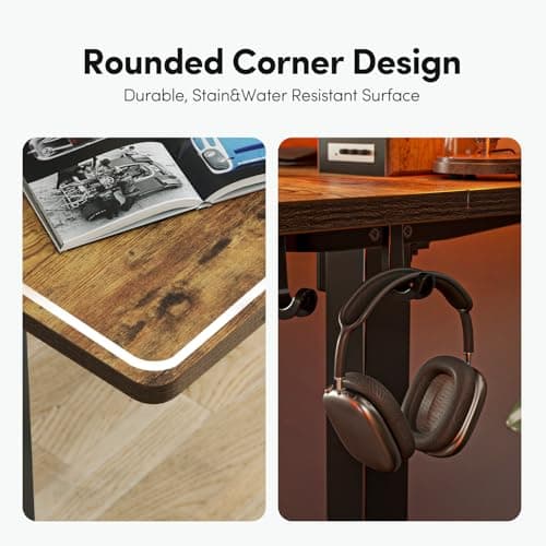 FEZIBO 48 x 24 Inches Standing Desk with Drawer, Adjustable Height Electric Stand up Desk with Storage &2 Hooks, Ergonomic Computer Workstation, Rustic Brown 4