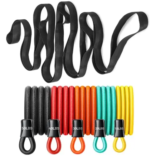 Renoj Resistance Bands with Handles, Exercise Bands Resistance Bands Set for Men and Women; Upgrade Stretch Workout Bands with Door Anchor