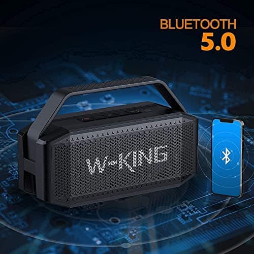 W-KING Loud Portable Bluetooth Speaker, 100W Max Waterproof Speakers Bluetooth Wireless/60W Exlarge Deep Bass Radiator/2 Subwoofer/2 Pairing/40H/TF/AUX/EQ, IPX6 Party Big Large Outdoor Speaker Boombox 7