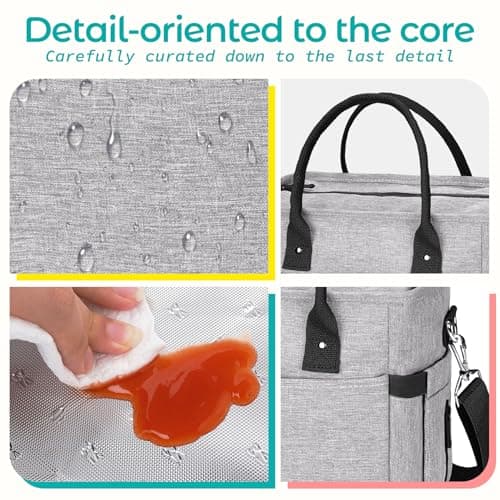 KIPBELIF Cute&Classy Roomy Insulated Lunch Bags for Women - Stylish & Functional Large Tote Adult Lunch Box for Working & Picnic 7
