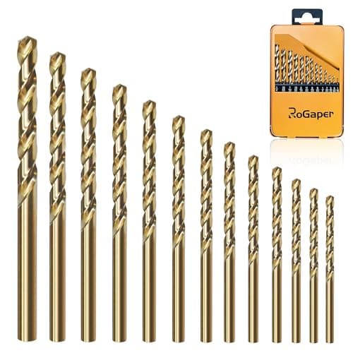 ROGAPER 13Pcs Cobalt Drill Bit Set, M35 HSS Jobber Length Drill Bit for Hardened Metal, Cast Iron, Stainless Steel, Plastic, and Wood, 1/16" - 1/4"