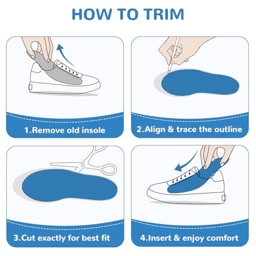 StepTastic Insoles Men, 4D Cloud Insoles for Women Men, Arch Support and Shock Absorbing for Fatigue Relief, Pressure Distribution, Trim to Fit Inserts for Walking, Hiking (Gray, M 7-12, 1 Pair) 6