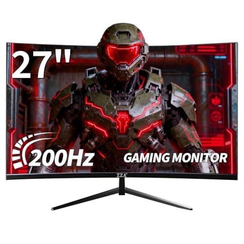 ZZA 27 Inch Curved Computer Monitor,200Hz|180Hz|144Hz Pc Monitors FHD 1080P 1800R VA Screen, Monitor 27 inch 100% sRGB, AMD FreeSync Eye Care Ultra-Thin Bezels HDMI & DP Port 2
