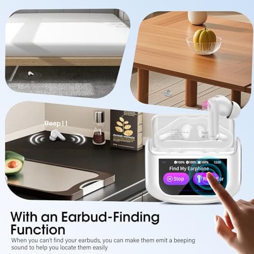 Wireless Earbuds, Bluetooth 5.4 Headphones with Multifunctional Touch Screen, 48H Bass Stereo Ear buds with ANC/ENC Noise Cancelling/Transparency mode, IPX7 Earphones with 5 EQ Modes, Milky White 6