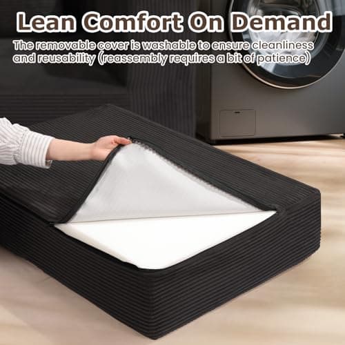 cidludto Convertible Sofa Bed, Boneless Loveseat Folding Couch Bed Foldable - 3 in 1 Small Ccouch & Futon Sofa Sleeper, Corduroy Pull Out Couch with 4 Pillows for Living Room, Black 6