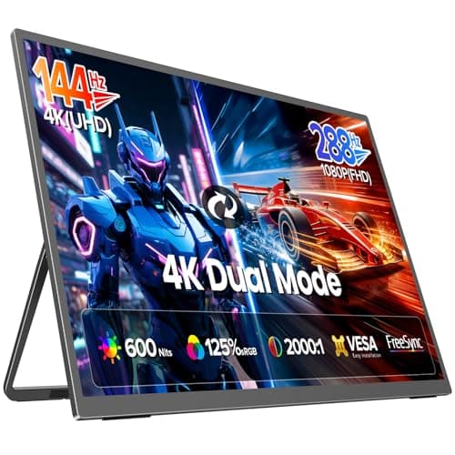 UPERFECT Portable Monitor 27”, Dual Mode 4K UHD 144Hz/FHD 288Hz Gaming Monitor, 0.1ms FreeSync, 600 Nits, 125% sRGB, USB-C & HDMI 2.1 & DP 1.4, Large Second Screen for Laptop, Computer, Game Consoles