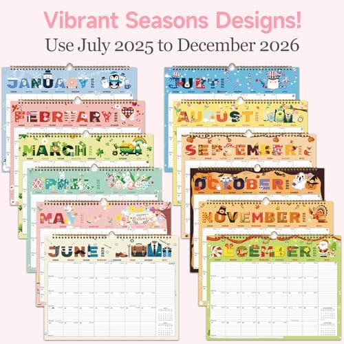 Lbylyhxc Calendar 2026 - 18 Monthly Wall Calendar 2025-2026 from July 2025 to December 2026, 14.8 x 11.5 Inches.Thick Paper includes major holidays and dedicated space for notes and important dates (Calendar 2025-2026 festivals) 5