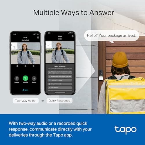 Tapo TP-Link Smart Video Doorbell Camera, Chime Included, 2K 5MP, Color Night Vision, 2-Way Audio, Free AI Detection, Cloud/SD Card Storage, Works w/Alexa & Google Home, D230S1 7