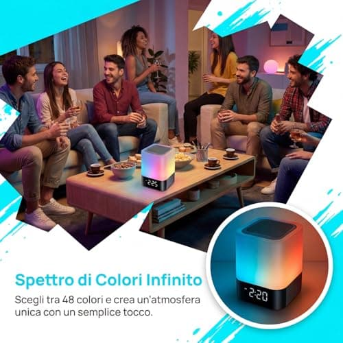 Gallstep Night Lights Bluetooth Speaker, Alarm Clock Bluetooth Speakers Touch Sensor Bedside Lamp Dimmable Multi-Color Changing Bedside Lamp, MP3 Player, Wireless with Lights 6