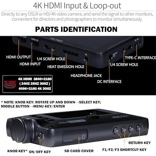 VILTROX Camera Field Monitor DC-550pro 5.5" Kit Touch Screen 4K HDMI DSLR Cameras Video Monitors with Sunshade Hood np-f550 Battery 7