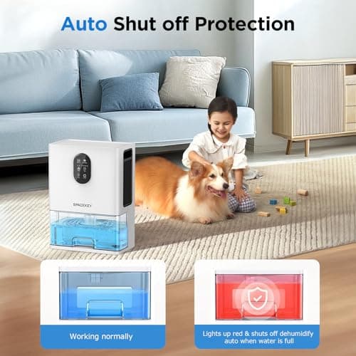 Dehumidifier, 106 OZ Water Tank (1000 sq.ft) Dehumidifiers for Home, Quiet Dehumidifier for Bathroom Bedroom Basement RV with Timer Setting, Auto Shut Off, 7 Colors LED Light, Sleep Modes, White 8