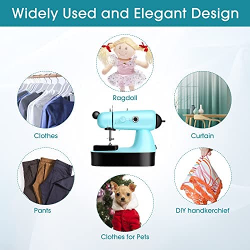 Mini Sewing Machine, Upgraded Electric Sewing Machine with Sewing Bag, Expansion Board, LED Light, Fast Stitch Suitable for Clothes,Cutains,Jeans,DIY Home Travel 6