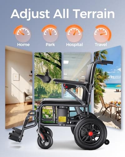 Serianie Electric Wheelchairs for Adults, Lightweight Electric Wheelchair, Foldable Travel Motorized Wheelchairs for Seniors, Folding Portable Mobility Scooter, Compact Fold Power Wheelchair 8