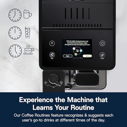 De'Longhi Rivelia Automatic Espresso Machine with Grinder & Milk Frother – All-in-One Coffee Maker, Hot & Iced Latte, Cappuccino, Bean Switch System, Burr Grinder, Compact Italian Design, Black 10