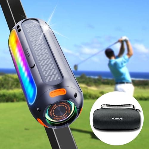 MAGOLFIN Solar-Powered Magnetic Bluetooth Speaker with Storage Case, RGB Colorful Light Golf Cart Speaker 5000mAh, 20W Hi-Fi Sound Portable Golf Speaker for Golf Cart Accessories, Golf Gifts for Men