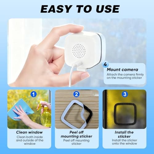 RAINPOT Saker Smart 2K Window Security Camera Plus 2026| 2.4GHz & 5GHz Indoor Cameras with Color Night Vision,Motion Alerts | 24/7 Recording for Home Security | Easy & Quick Install 5