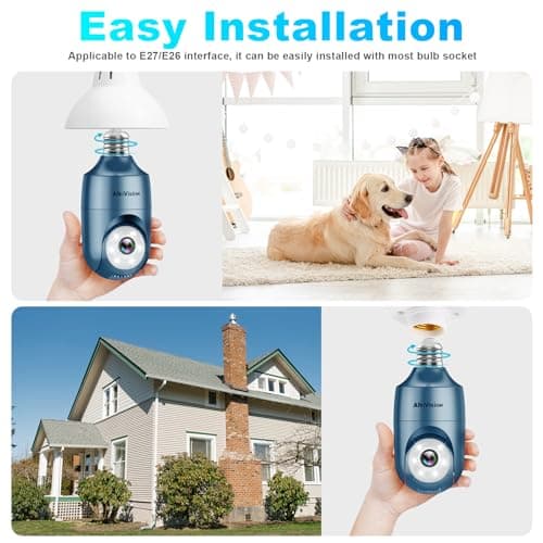 AlkiVision 2K Light Bulb Security Cameras, 2.4GHz-1pcs, White 5