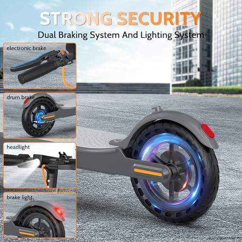 Electric Scooter for Adults, Folding E Scooter with 350W Motor 19 Mph Top Speed, Max 19 Miles Long Range, 8.5'' Solid Tires Commuting Scooters with Dual Brakes System, APP 4