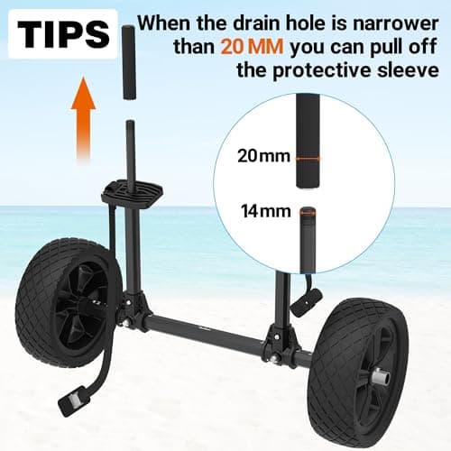 GanFindX Detachable & Aluminum Adjustable Width Kayak Cart | Plug-and-Play, sit on top Kayak cart, Easy to Install & Carry, Suitable for Kayaks Canoes with Scupper Holes 5