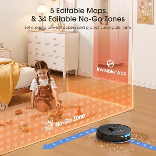 Lubluelu SL68 Robot Vacuum 4500Pa,3 in 1 Robot Vacuum and Mop Combo with Mapping,LiDAR Navigation,5 Maps,24 No-Go Zones, WiFi/App/Alexa,Self-Charging,Vacuum Robot for Pet Hair,Carpet,Hard Floor 7