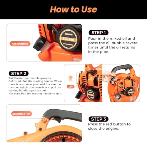 Handheld Gas Blower, 2-Stroke Gas Powered Leaf Blower, 750W 25.4cc Gasoline Grass Sweeper for Lawn Care, Snow Blowing & Yard Cleaning, Heavy Duty Grassland Cleaning Machine 8