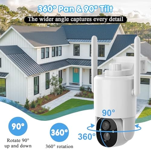AMTIFO 4G LTE Cellular Security Camera - No Wi-Fi Needed, 360° PTZ, Night Vision, Unlimited Data Subscription, Solar-Powered, Wireless Outdoor Surveillance 8