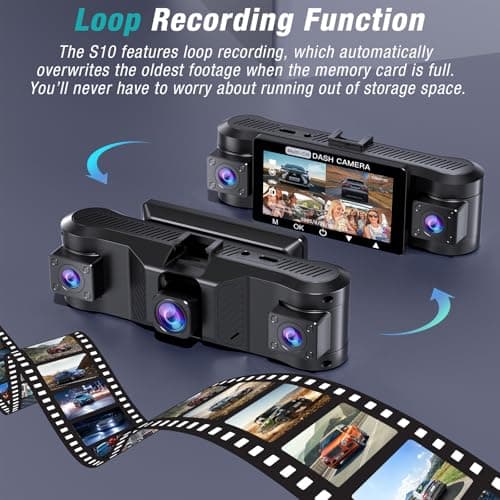 4 Channel 2.5K Dash Cam Front Rear Left Right, 170° Wide Angle Car Dash Camera with 5GHz WiFi & App Control, G-Sensor, Super Night Vision, 24H Parking Monitor, Loop Recording, 64GB SD Card Included 5