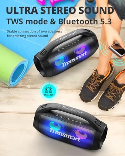 Tronsmart Bang SE Portable Bluetooth Speaker, Colorful LED and 40W Wireless Stereo to Infuse Your Party, Ultra Lightweight Portable Design and IPX6 Waterproof, Suitable for Party/Outdoor/Travel 8