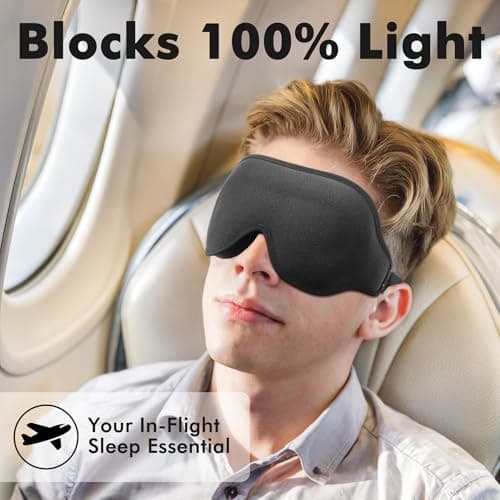 Weighted Eye Mask for Sleeping, 3D Contoured Sleep Mask Blackout with Adjustable Strap, Lash Extensions Sleeping Mask for Travel, Eye Cover Blindfold for Men Women (Black, 4.6oz) 5