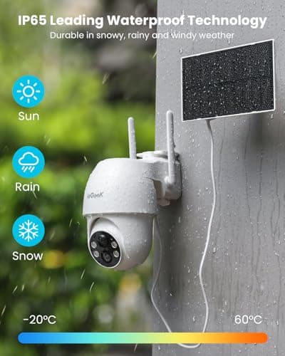 ieGeek Solar Security Cameras Wireless Outdoor, 2K 2.4G WiFi Camera with Solar Panel and Battery Powered, Color Night Vision with Spotlight, 360° PTZ, 2-Way Audio, PIR Motion Sensor, no Subscription 9