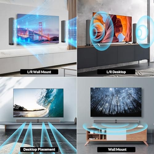 Assistrust Sound Bar for Smart TV, 80W Soundbar with Bluetooth/ARC/Opt/AUX Connect, Auto Volume Boost, 3 Equalizer Modes, 2 in 1 Detachable Soundbar for TV/PC/Gaming/Projectors 5