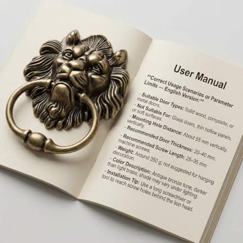 QWORK Antique Lion Head Bronze Door Knocker - Classic Vintage Design 7