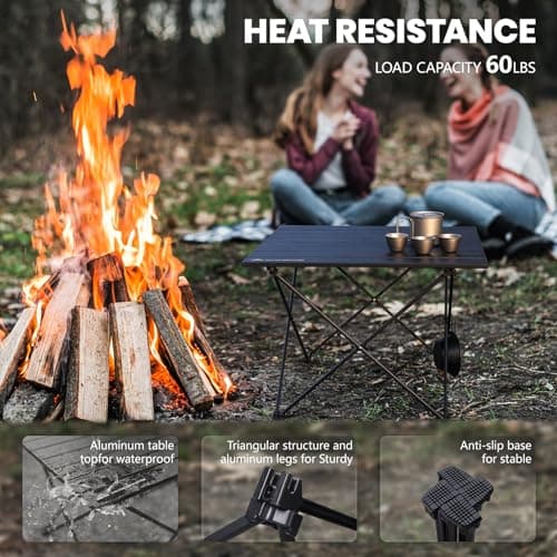 SHELTER Camping Table, Compact Folding Camp Table, Foldable Camping Tables with Carry Bag, Ultralight Portable Aluminum Table for Hiking, Picnic, BBQ, Outdoor Cooking, Travel, Beach Table 6