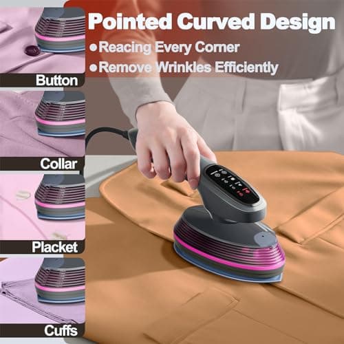 LYTRONIX Handheld Garment Steamer for Clothes, Portable Steamer with 90° Rotatable Ironing Head, Travel Steamer with 2 Steam Modes, Fast Heat-up, Mini Steamer Iron with Smart Display for Home, 1200W 5