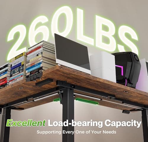 Huuger L Shaped Standing Desk with Power Outlets, 63 x 55 Inch Height Adjustable Computer Desk for Bedroom, Corner Stand up Desk for Home and Office, Work and Study, Rustic Brown 8