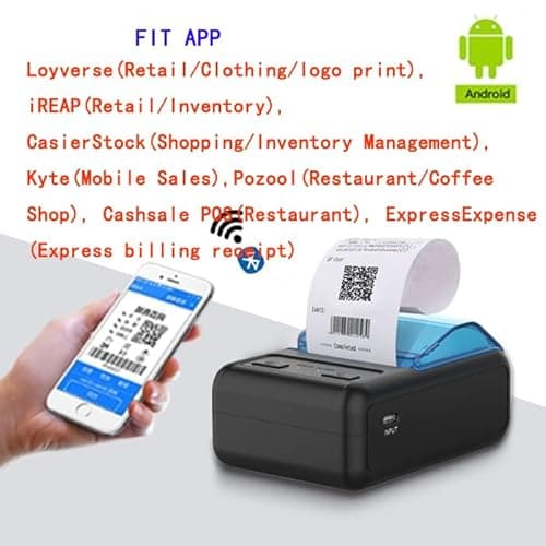 NOT for iphone/ipod/tablet/ipad/MAC,Bluetooth Receipt Printer, 58mm Mini Wireless POS Thermal Printer for Restaurant sales retail,portable pocket bill ticket receipt printer,only fit android/Windows 5