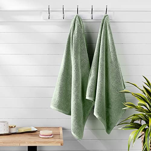 Amazon Basics 2-Pack Quick-Dry Lightweight Moisture Absorbing Bath Towel, 100% Cotton, 54" x 30", Seafoam Green 8