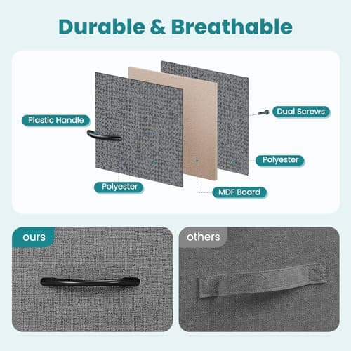 OLIXIS 7 Drawers Dresser for Bedroom, Fabric Storage Tower for Living Room, Entryway - Sturdy Steel Frame, Wooden Top & Easy Pull Fabric Bins, Closet Chests Organizer for Clothes, Classic Grey 5