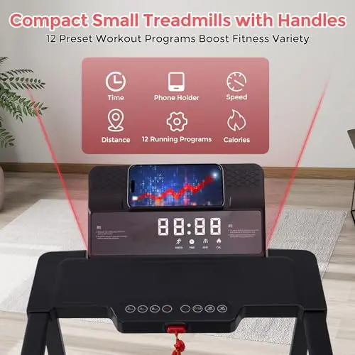 Walking Pad Treadmill with Handle Bar, 3.5HP Compact Electric Walking Pads Treadmills with Handles for Home Apartment Small, 0.6-10MPH Portable Small Treadmill Home, 400LBS Capacity 5