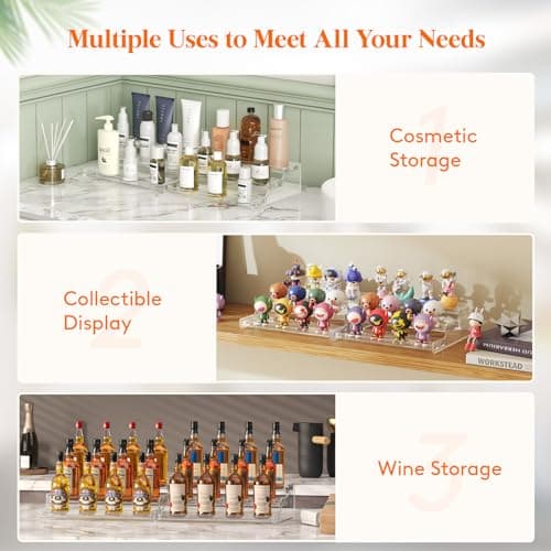 Lifewit Plastic 2 Pack 3-Tier Spice Rack, Clear Spice Organization for Cabinet, Counter, Organizer Shelf for Condiment, Seasoning, Syrup, Liquor, Medicine and Perfume for Kitchen, Pantry, Bar, Bath 6