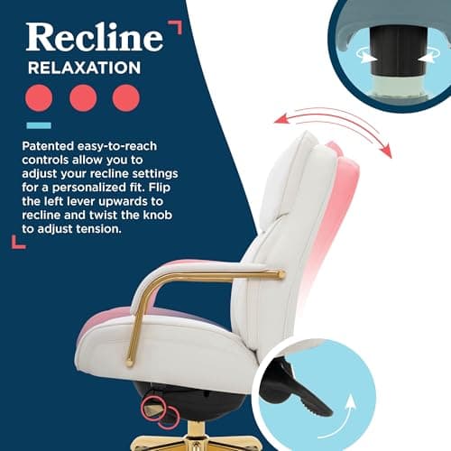 La-Z-Boy Symphony Ergonomic Bonded Leather Swivel Executive Chair, White and Gold (CCHR10013A) 6