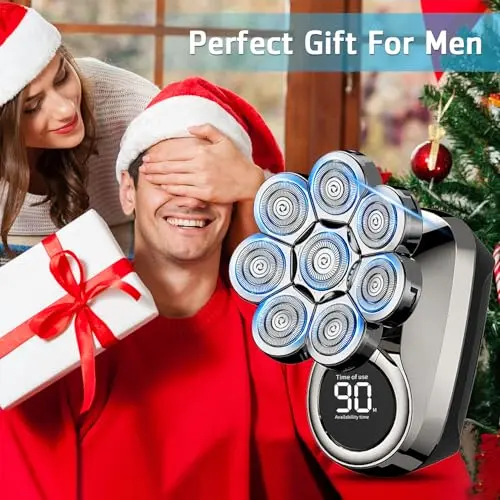 Head Shavers for Bald Men, 8D Upgraded 6-in-1 Bald Head Shaver, Waterproof Bald Head Shavers for Men Wet/Dry Use, LED Display Electric Razor Type-C Charging 360°Close Shave 8