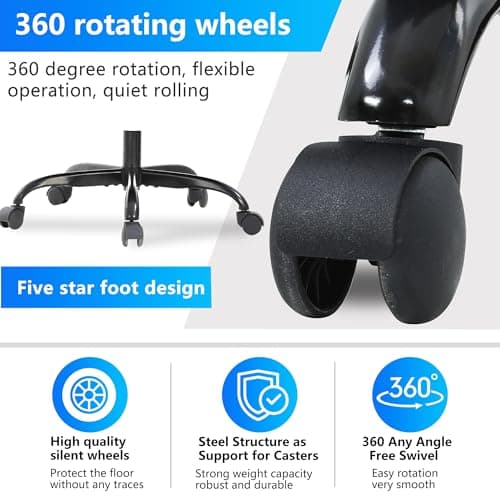 PayLessHere Gaming Chair Office Chair with Support Adjustable Ergonomic Pu Leather Racing Lumbar Massage Headrest Armrest Task 360° Swivel Computer Chair for Women Men Adults，Black 6