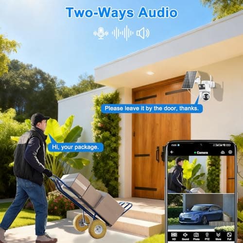 Latuwuz 4K Solar Security Cameras Wireless Outdoor, 5GHz/2.4GHz WiFi Cameras for Home Security with Dual Lens, Siren, Human Auto Tracking, Color Night Vision, 2-Way Talk, IP66 8
