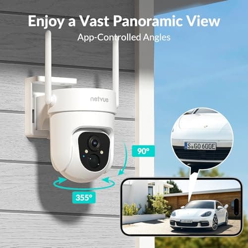 NETVUE Outdoor Wireless Solar Security Camera for Home Security,2K 3MP Surveillance with 360° View, AI Motion Detection, Spotlight Siren, Color Night Vision, Two-Way Audio, Waterproof 3