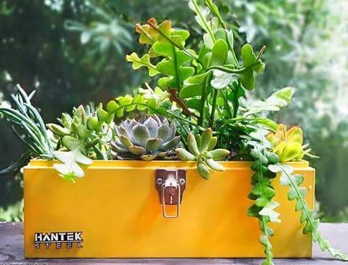 HantekSteel 16" Portable Steel Heavy-duty Tool Box 18-Gauge with Metal Latch and Handle Yellow 7