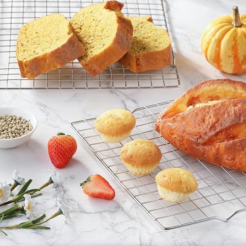 VRUIFA 2PCS Cooling Racks for Cooking and Baking, Stainless Steel Wire Rack Suitable for 10" x 15" Sheet Pan and Grilling, Roasting,Drying, Oven and Dishwasher Safe 5