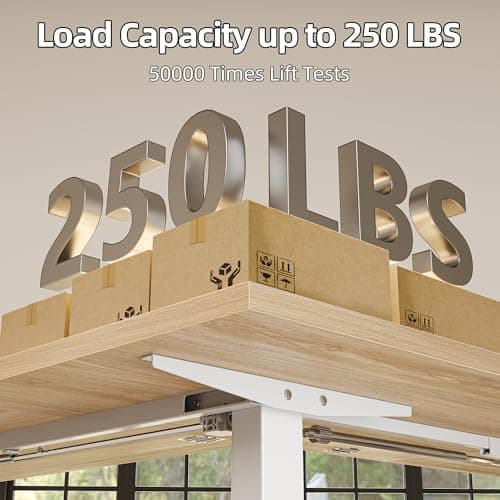 TIQLAB 75 x 61 inch L Shaped Standing Desk Adjustable Height, Electric Corner Standing Desk, Sit Stand Computer Table with Splice Board, Maple 6