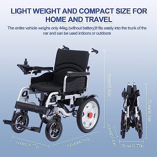 All Terrain Electric Wheelchair Heavy Duty,500W Foldable Electric Wheelchairs for Adults,Power Wheelchair, Electric Wheelchairs for Seniors,Motorized Wheelchair Portable Airline Approved Black 9