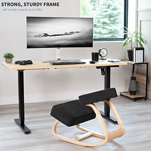 VIVO Wooden Rocking Kneeling Chair, Ergonomic Home Office Stool Posture Seat, Thick Black Cushions, Light Wood Frame, CHAIR-K04R 9